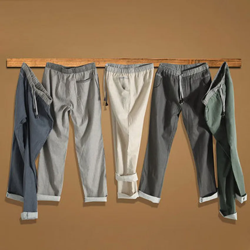

Spring And Summer Male Linen Pants Male Loose Thin Linen Pants