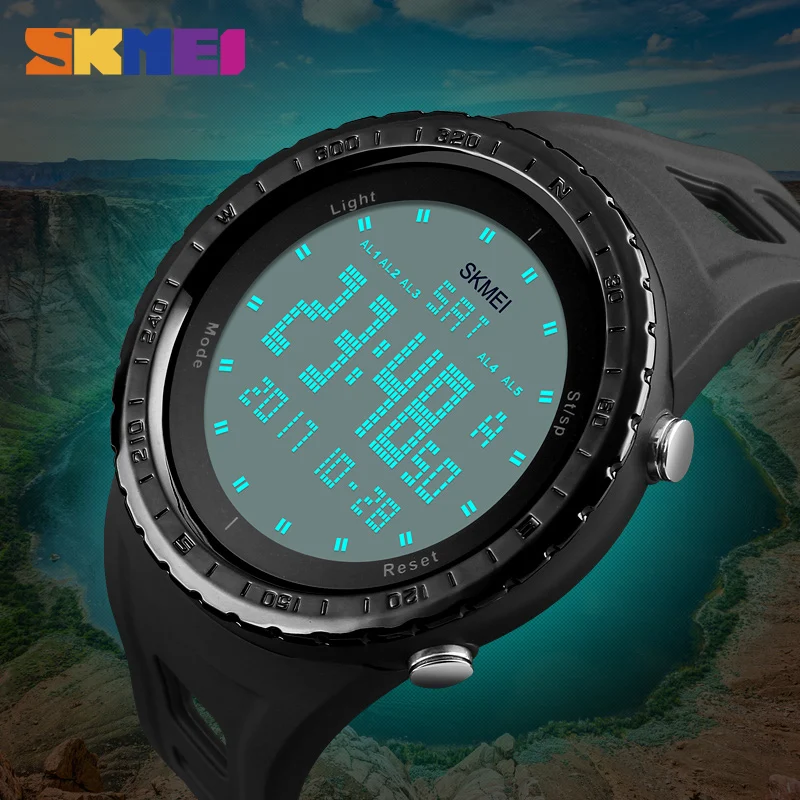 

Military Watches Men Sport Watch SKMEI Brand LED Digital 5 Alarms Dual Times 12/24 50M Waterproof Swim Dress Outdoor Wristwatch