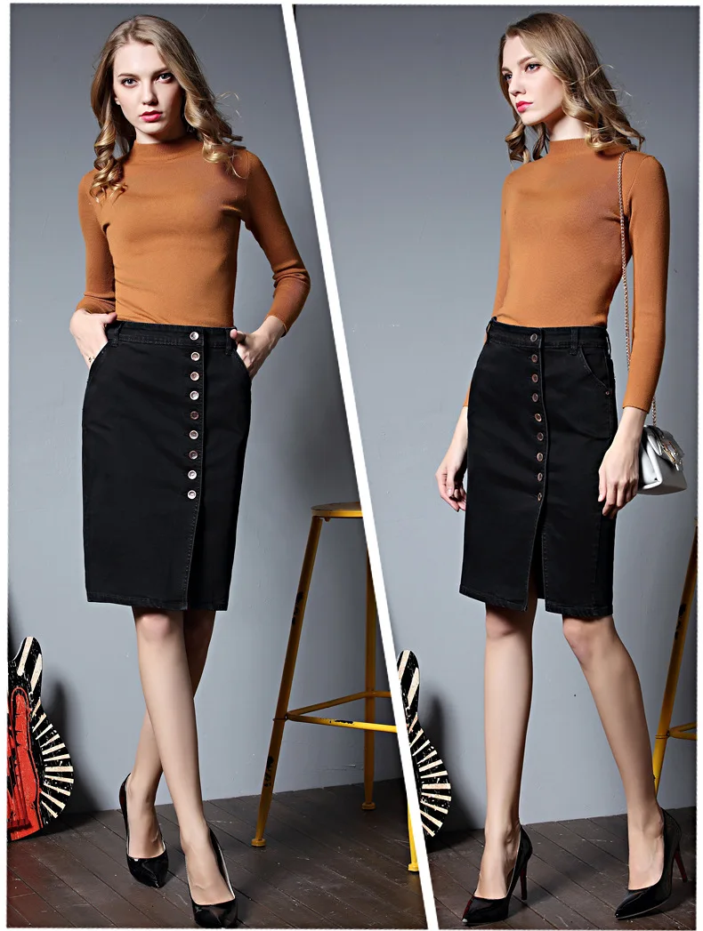

2019 Summer Clothing Shorts Skirts For Womens Pencil Mujer Denim High Waist Jeans Woman Office Skirt Female Black Jeans Trousers