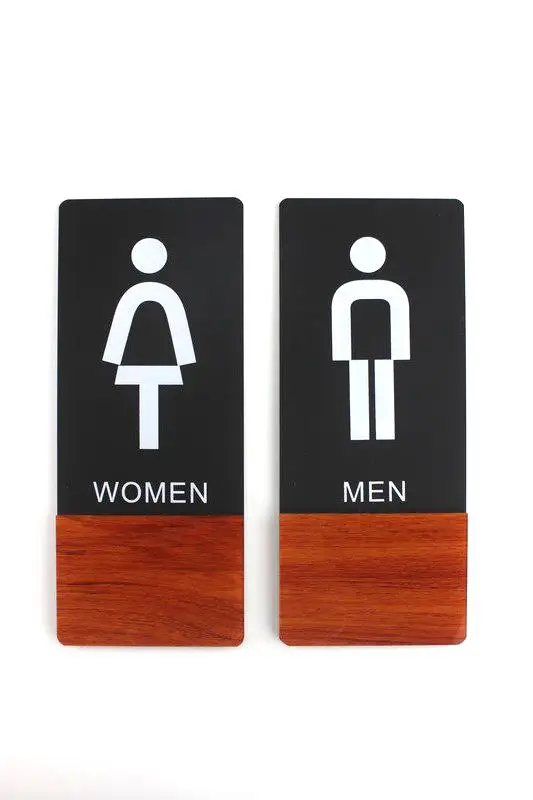 Знак для туалета знак для комнаты отдыха WC акриловый индикатор двери вывеска настенное крепление липкая вывеска для стиральной комнаты табличка карта - Цвет: Man and Women Plate