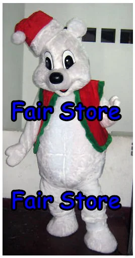 Рождественский белый медведь костюм талисмана Взрослый размер плюшевых животных талисмана Нарядное вечернее платье EMS SW208