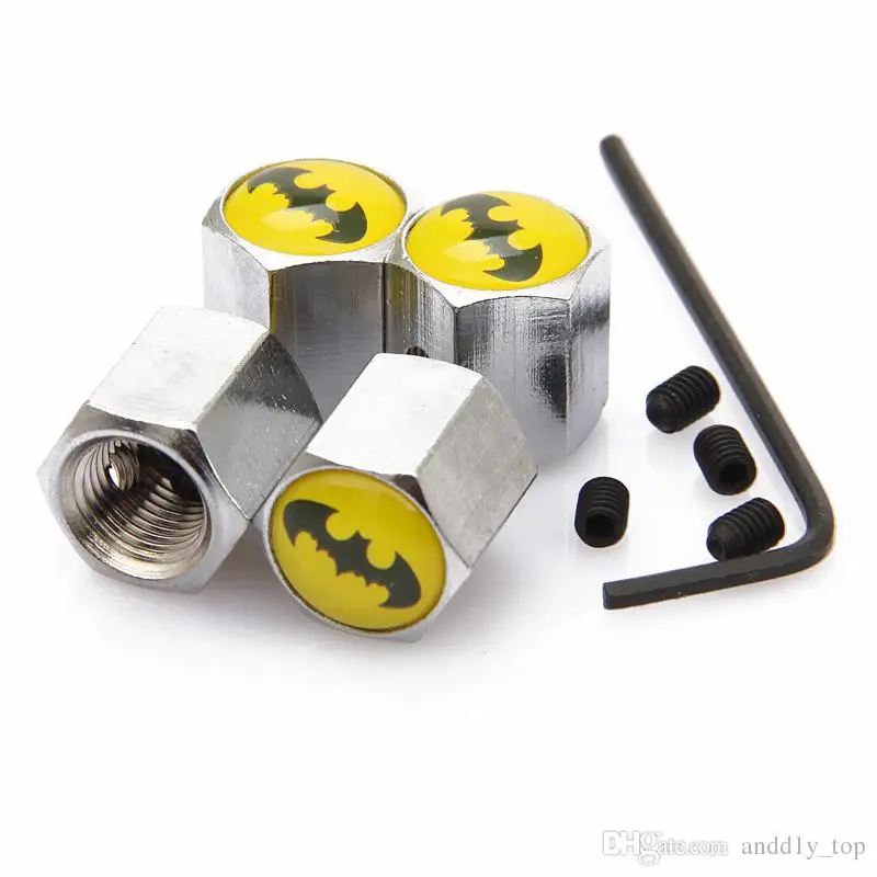 

Free Shipping Anti-Theft Tire Wheel Rims Stem Air Valve Caps Tire valve caps For Batman