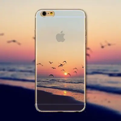 Пейзаж чехол для iPhone 6 S Plus 5 5S SE горные деревья море олень небо вид природы мягкий