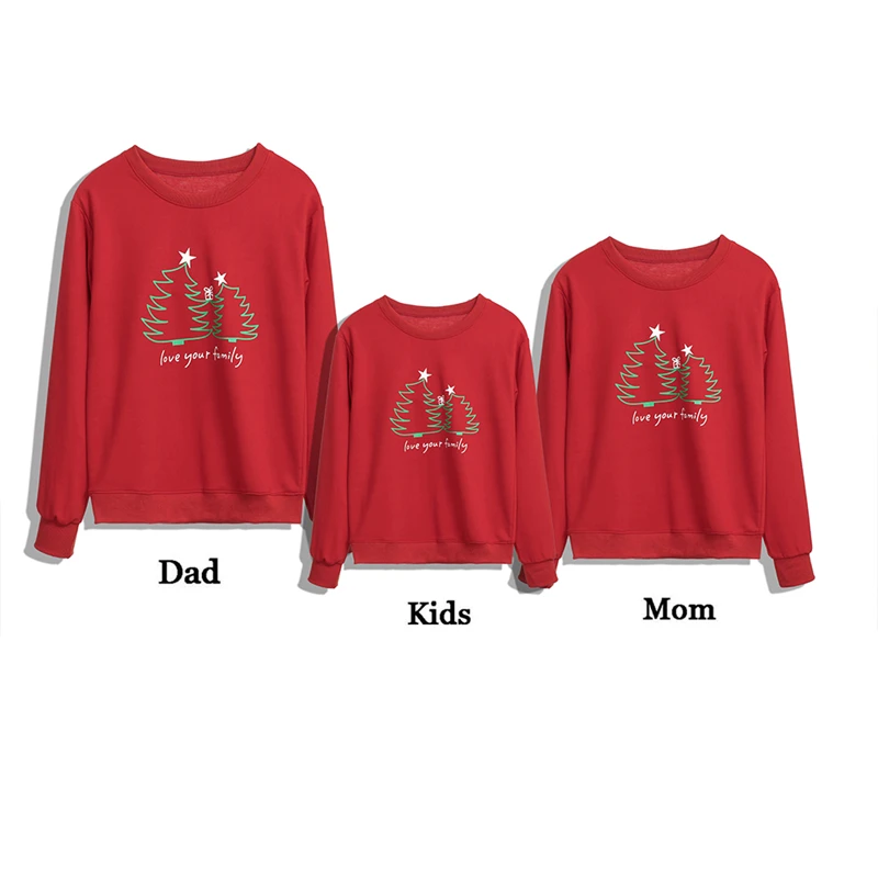 

Family Christmas Tree Hoodies 2018 Xmas Hot Sale Mum Dad Kid Baby Hoodies Tops Family Matching Pullover Cute Long Sleeve Tops