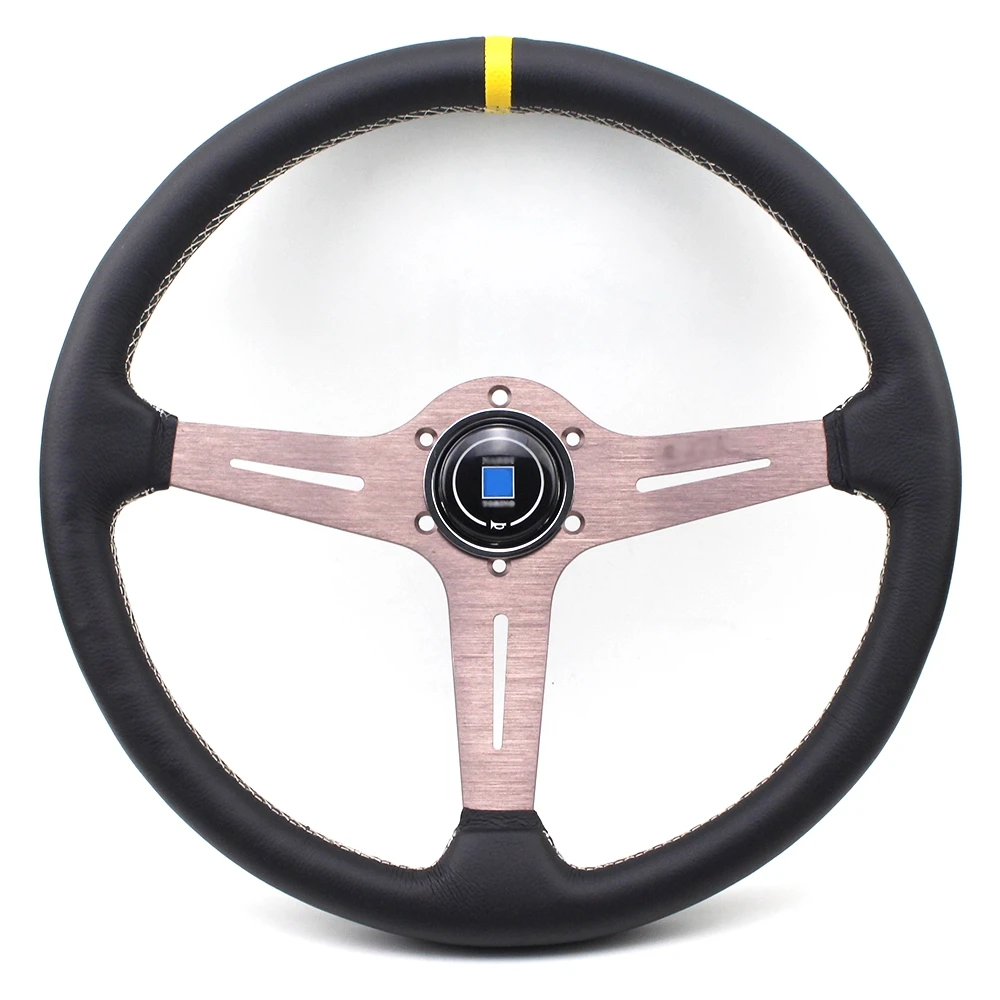 

15inch Classical Genuine Leather Light Weight ND Flat Drift Racing Steering Wheel
