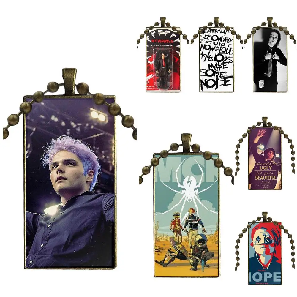 

For Women Fashion Glass Cabochon Pendant Necklace With Women Bronze Plated Statement Jewelry Gerard Way My Chemical Romance Mcr