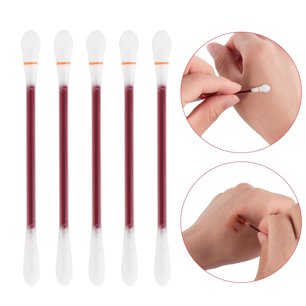 

5Pcs/Set Disposable Medical Iodine Cotton Stick Iodine Disinfected Cotton Swab Climbing Wound treatment Aid Kit Easy to carry