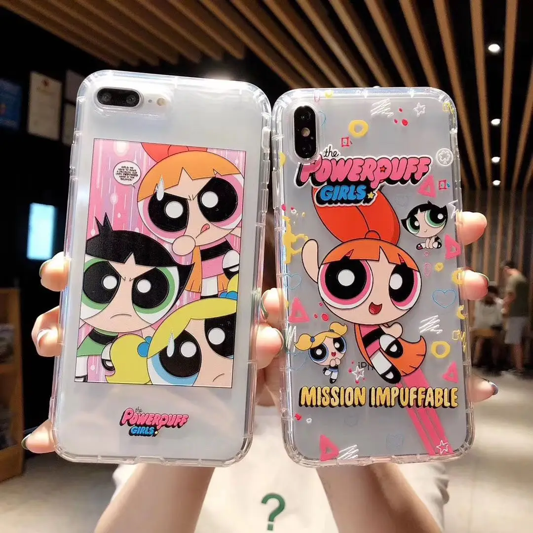 

Trend Powerpuff Girls Policemen Phone Case Cover For iPhone XS X Max Xr 8 7 6 s Plus Cartoon Candy Clear TPU Back Soft Fundas