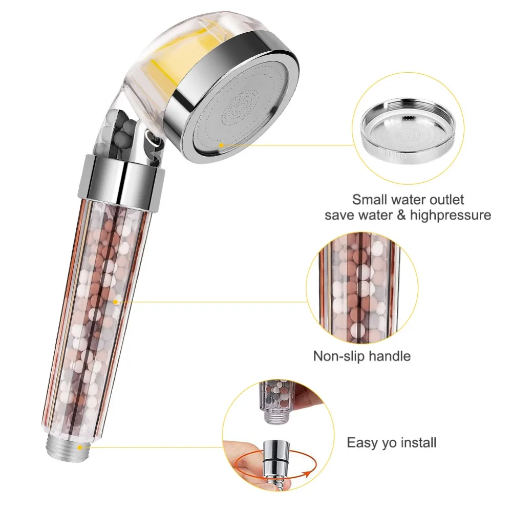 Kaufen Filter Dusche Kopf mit 4 Ersatz Aroma Filter Bad Wasser Therapie Dusche Anion SPA Handheld Dusche Kopf Hochdruck
