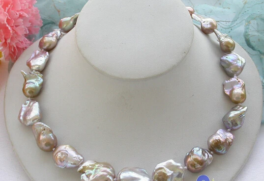 

Miss charm Jew1080 Lustre Perfect 18" LAVENDER baroque keshi reborn PEARL NECKLACE NEW