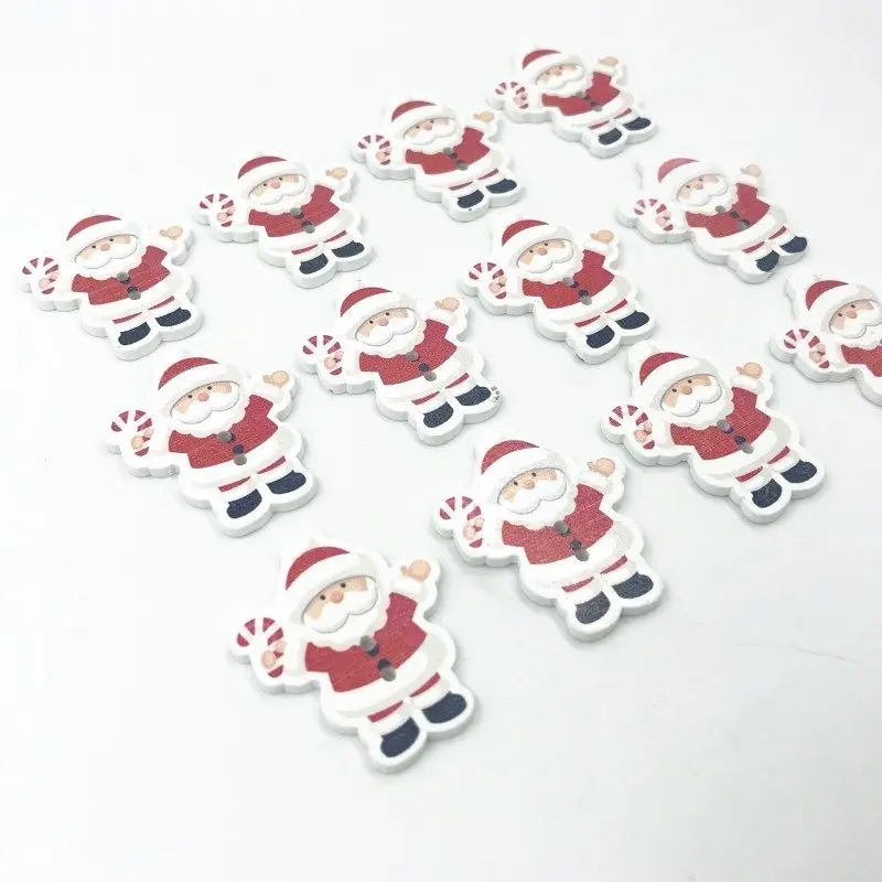 DIY 100 шт Рождество Санта Клаус деревянные кнопки украшения Праздник шитье скрапбукинг 35 мм