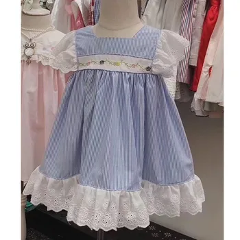 

Kids dress striped white blue colour cute toddler baby girls dress