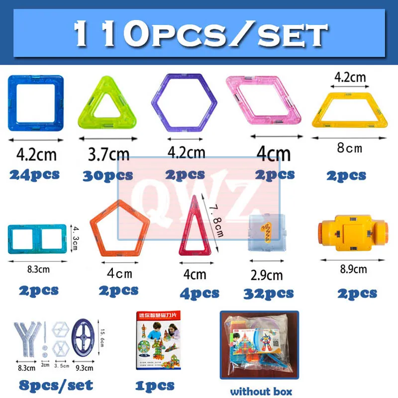 Goede QWZ 110pcs Mini Magnetische Designer Bouw Set Model   Building Plastic Magnetische Blokken Educatief Speelgoed Voor Kids Gift