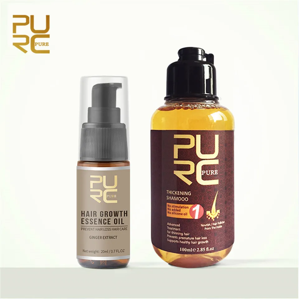 PURC Grow hair эссенция для быстрого роста волос лечение маслом Предотвращение выпадения волос уход и утолщение волос шампунь набор