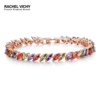 

RACHEL VICHY Fashion Bracelet Wedding Female Colorful Cubic Zirconia Crystal Bracelets For Women Temperament Party Jewelry B14