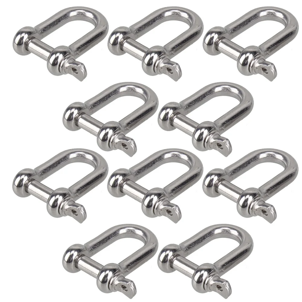 M5 D Type Shackle Short Paragraph Rigging 304 Stainless Steel 5MM Shackle Hooks boat rigging hardware Pack of 10