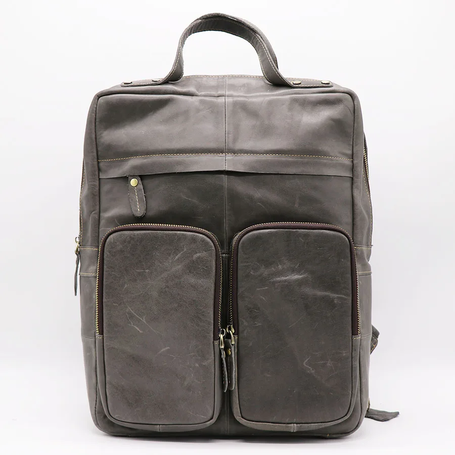 

Vintage Genuine Cowhide Leather Backpack Men's 15" Laptop Notebook Back Packs Travel Daypacks Large Capacity