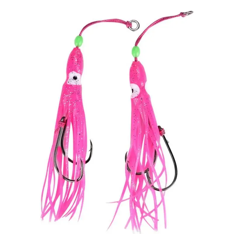 

2pcs 10.5 12.5cm Fishing Lures Long Tail PVC Luminous Octopus Skirt Squid Artifical Soft Bait Lures with Hook Fishing Accessory