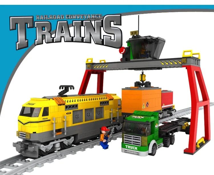 

Train Toys City Vehicle Models Educational DIY Train Model Building Blocks Bricks Set Boys Christmas Birthday Gift