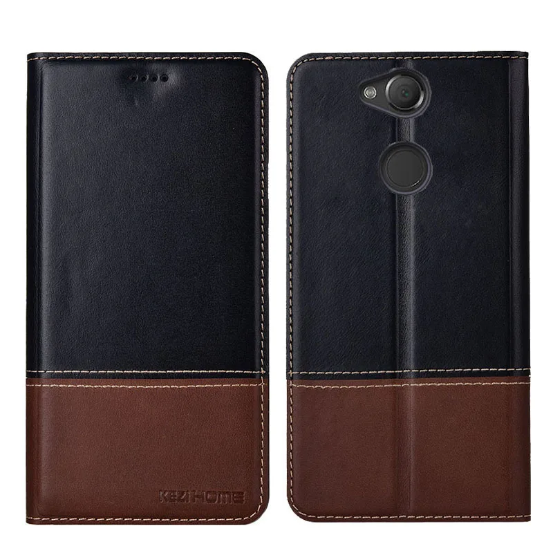 

for Sony Xperia XA2 Case Two-tone Flip Genuine Leather Soft Silicon Back Cover for Sony XA2 Cases