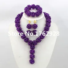 Последние Дизайн Модные прозрачные Цепочки и ожерелья комплект ювелирных партия комплект ювелирных изделий, нигерийские Свадебные Бусины комплект ювелирных изделий