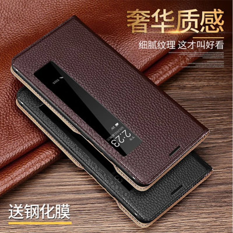 

For Huawei Mate 10 Luxury Smart Front Window View Genuin Leather Flip Case For Huawei Mate 10 Pro Case Mate 9 Pro Cover Coque