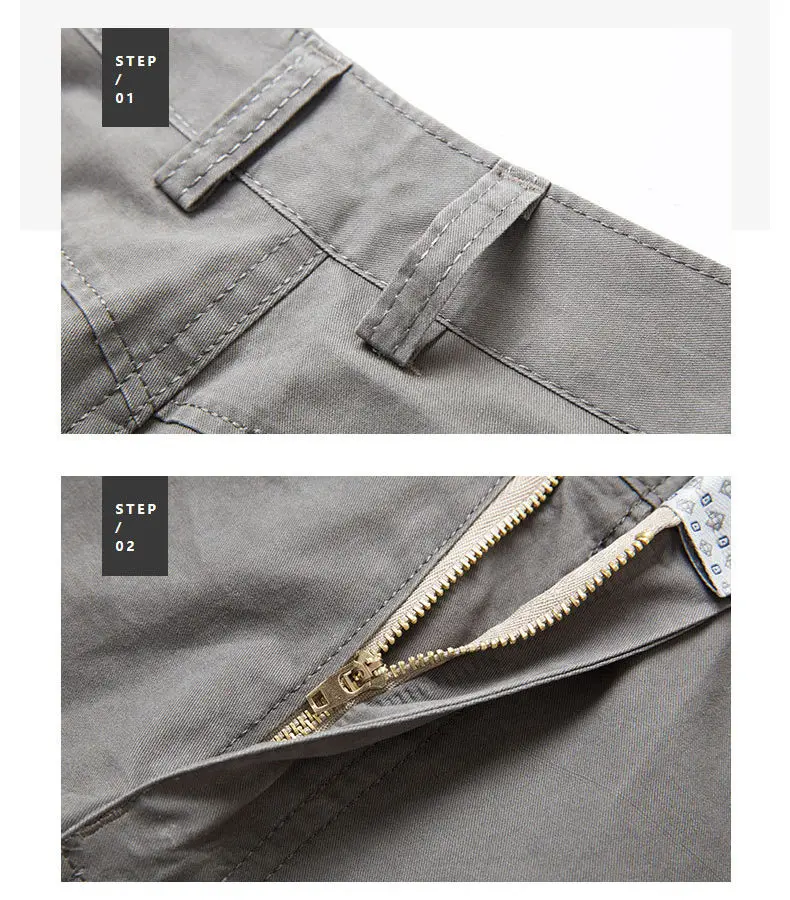 2018 Casual Straight Pants Men Cotton Cargo Men Pants Spring Summer Autumn Male Work Trousers High Waist Full Length Solid Color-16