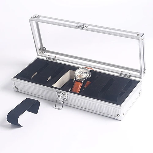 

Useful 6/12 Grid Slots Jewelry Watches Aluminium Alloy Display Storage Box Case