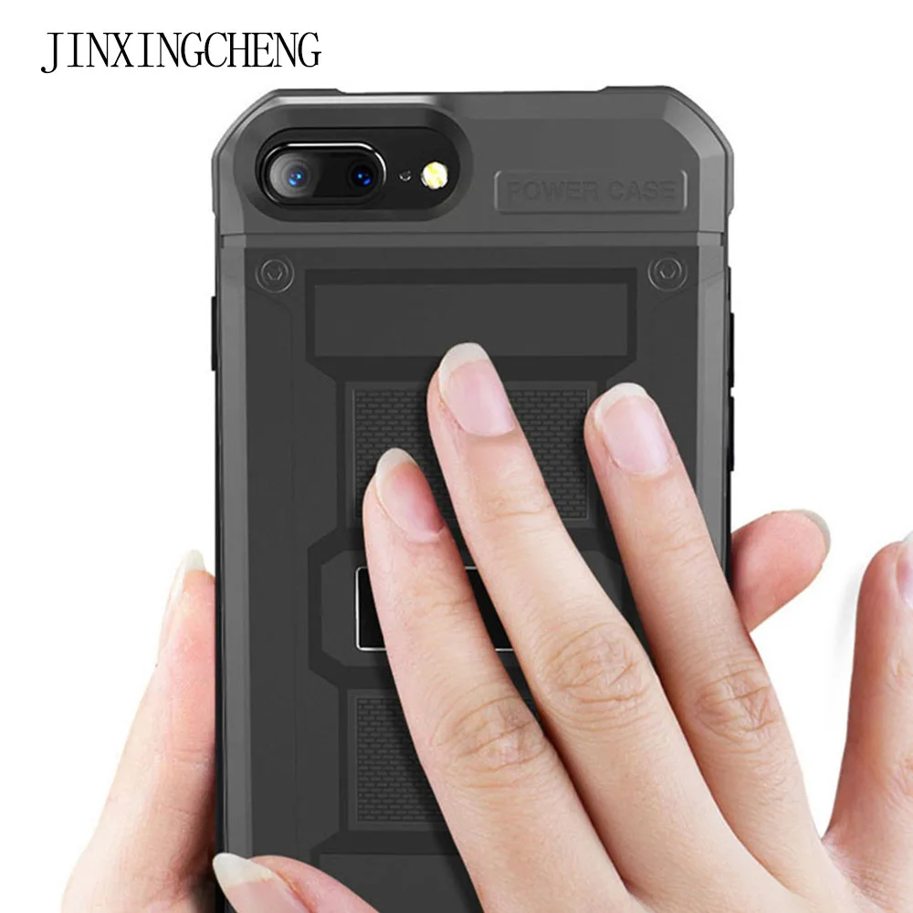 Beste JINXINGCHENG Extended Battery Case voor iphone 8 7 3000 mah Snelle Oplader voor iphone 8 Plus 7 Plus Cover 4200 mah siliconen Frame