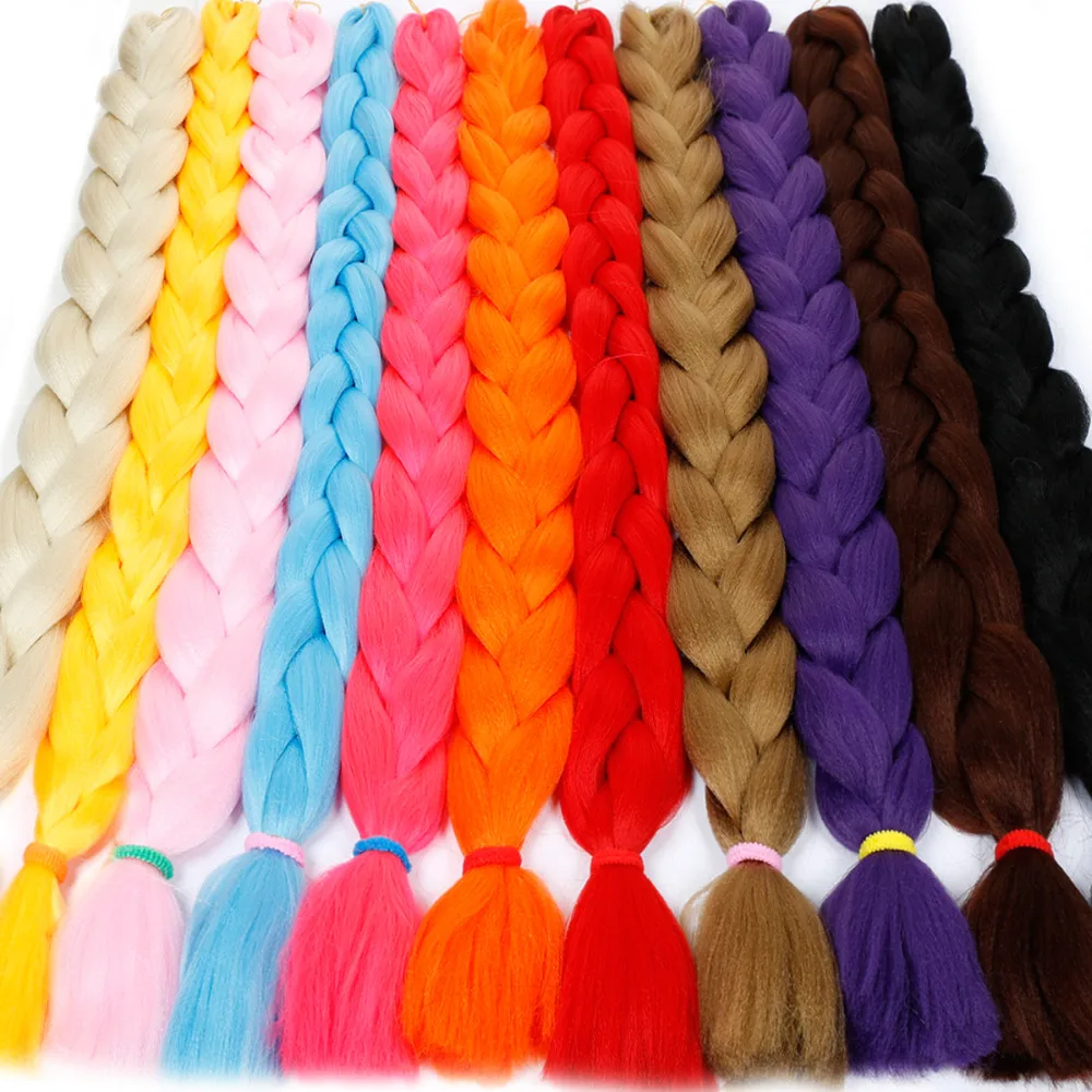Buqi 82-polegada Loira de Cabelo Sintético Tranças Jumbo 165 G/pacote Azul Vermelho do Crochet Falso Extensões do Cabelo da Trança 4 Tranças Jumbo