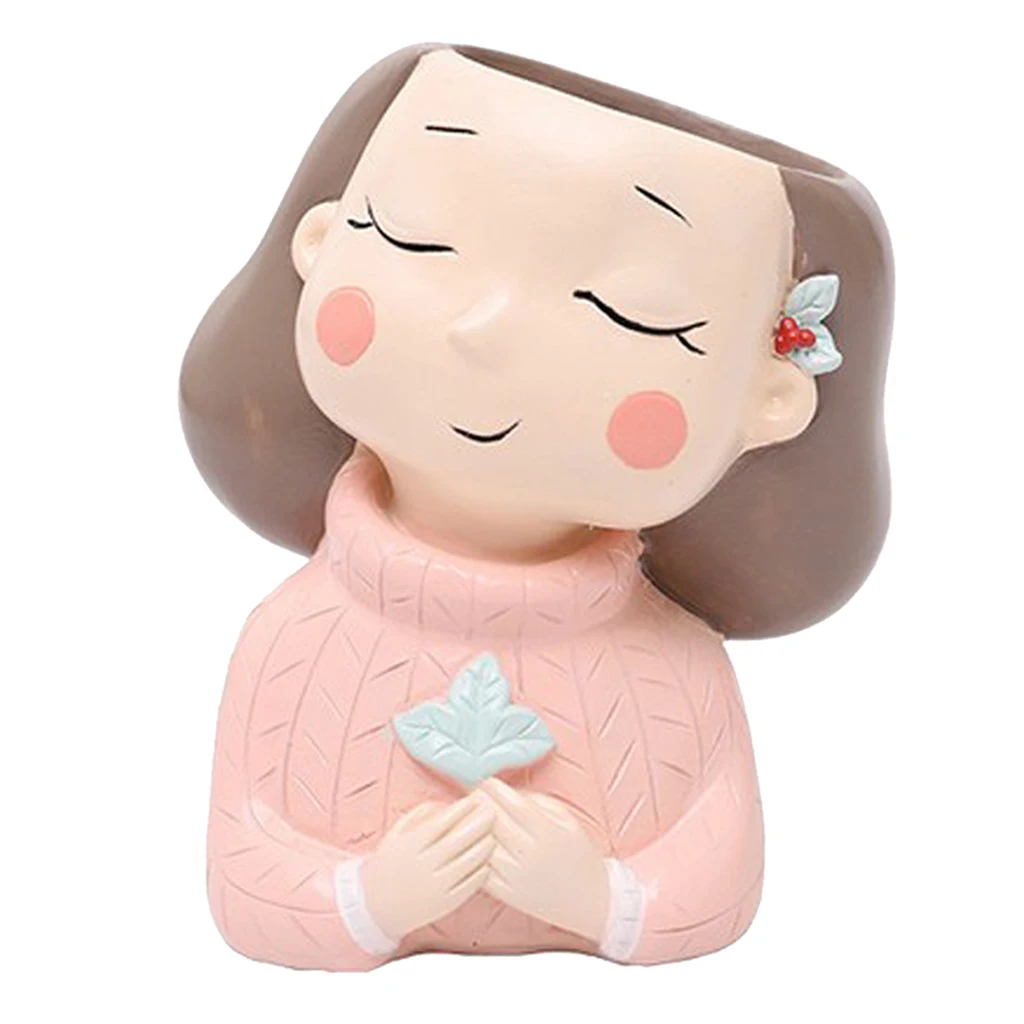 Resin Flowerpot Cactus Succulent Planter Pot Vase Desktop Ornament Figurines Valentine Gift Present	