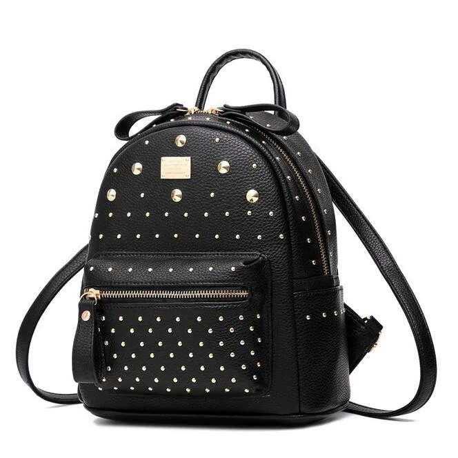 

COOL WALKER New Brand Fashion PU leather Small Women Backpack Preppy Fashion Rivet School Bags 3 Travel bag Bags Mochila Feminin