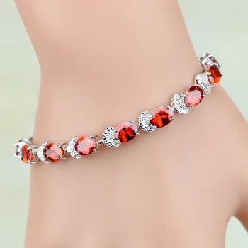 

Red Cubic Zirconia White Zircon 925 Sterling Silver Jewelry Charm Bracelet Christmas Gifts For Women Free Gifts Box