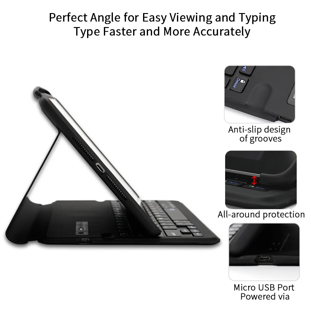 For iPad Air 3 Case Keyboard with Pencil Holder Smart Bluetooth Wireless Leather Silicon Folio For