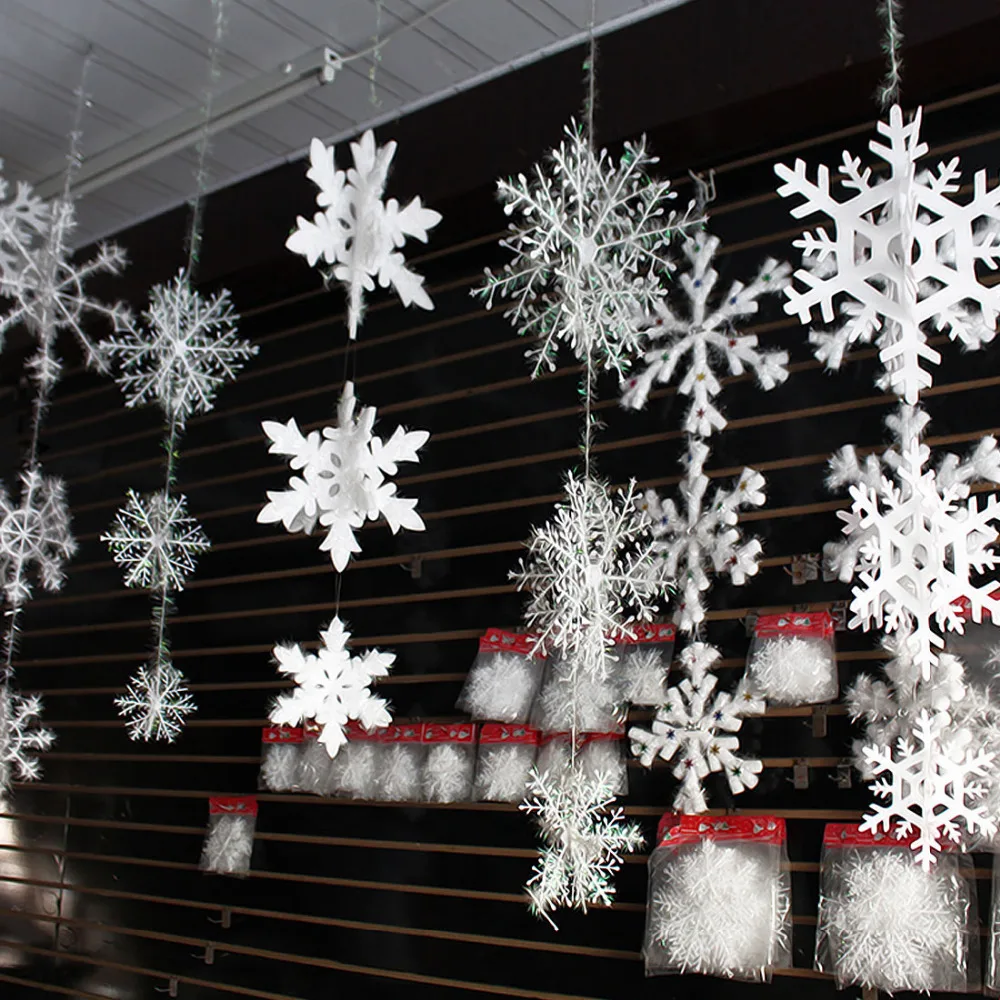 Christmas Snowflake Window Sticker Winter Wall Stickers Kids Room Christmas Decorations for Home New Year 30pcs