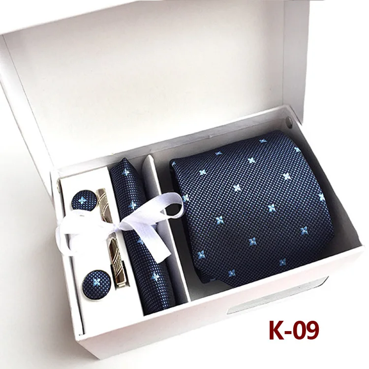  Luxury Silk Men Tie Set for Men Cufflinks Tie and Handkerchief Set with Gift Box Triped Tie Necktie