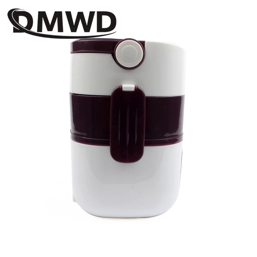 DMWD 3 слоя Электрический теплоизоляция Ланч-бокс Пароварка для еды Мини рисоварка из нержавеющей стали контейнер для еды нагреватель ЕС вилка