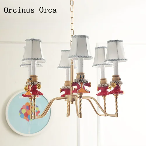 

American creative Candleman chandelier boy's bedroom, girl's bedroom children's room lamp cartoon creative color King Chandelier
