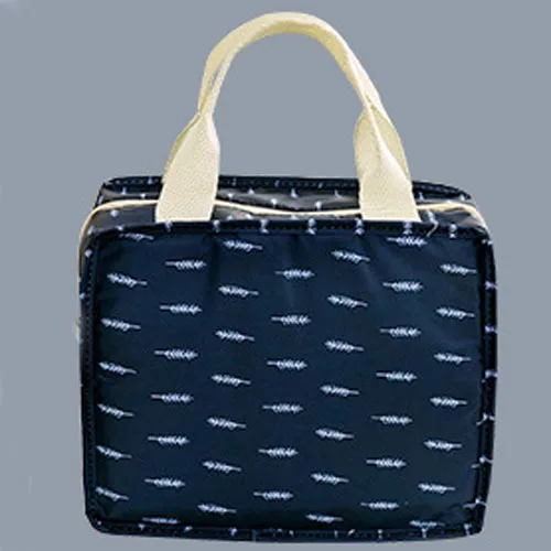 Navy Blue 01 Функциональная сумка-холодильник с узором Ланч-бокс переносная Изолированная Холщовая Сумка для ланча Термосумки для еды пикника для женщин и детей - Цвет: Navy Blue 01