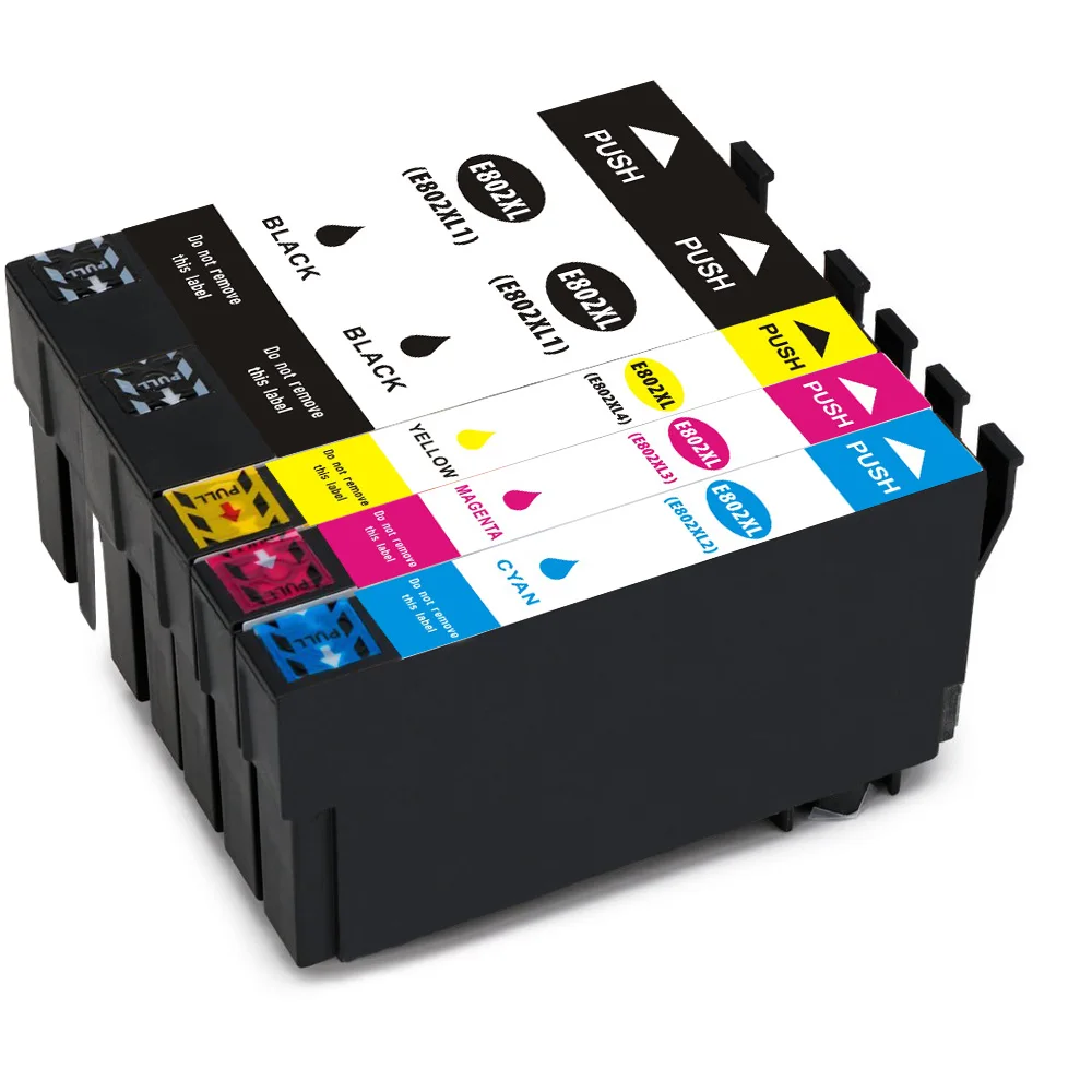 

Compatible Ink Cartridges 4 pcs 1b+1c+1m+1y 802 802XL E-802XL EC-4020/4030/4040 WorkForce WF-4720 4730 4734 4740 Printer