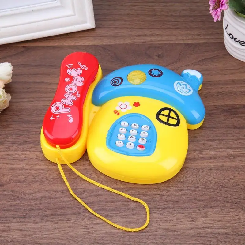 Electronic Toy Phone Kids Educational Learning Toys Mushroom Plastic Telephone Toy Kids Early Education Gift with Music Light