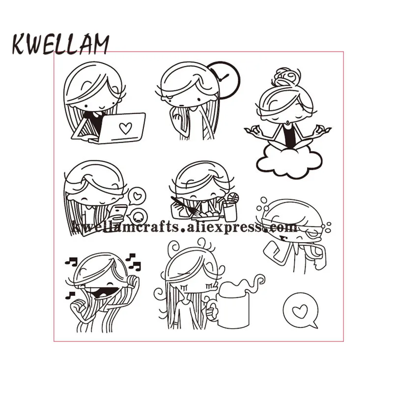

Happy Girl Scrapbook DIY photo cards rubber stamp clear stamp transparent stamp 10x10cm KW7083102