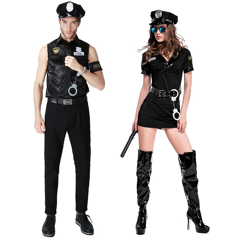 Sexy Couples Black Cop Costumes Halloween For Women Men Game Stage Bar Police Costume Cosplay Police Costume Halloween Sexyhalloween Cop Costumes Aliexpress