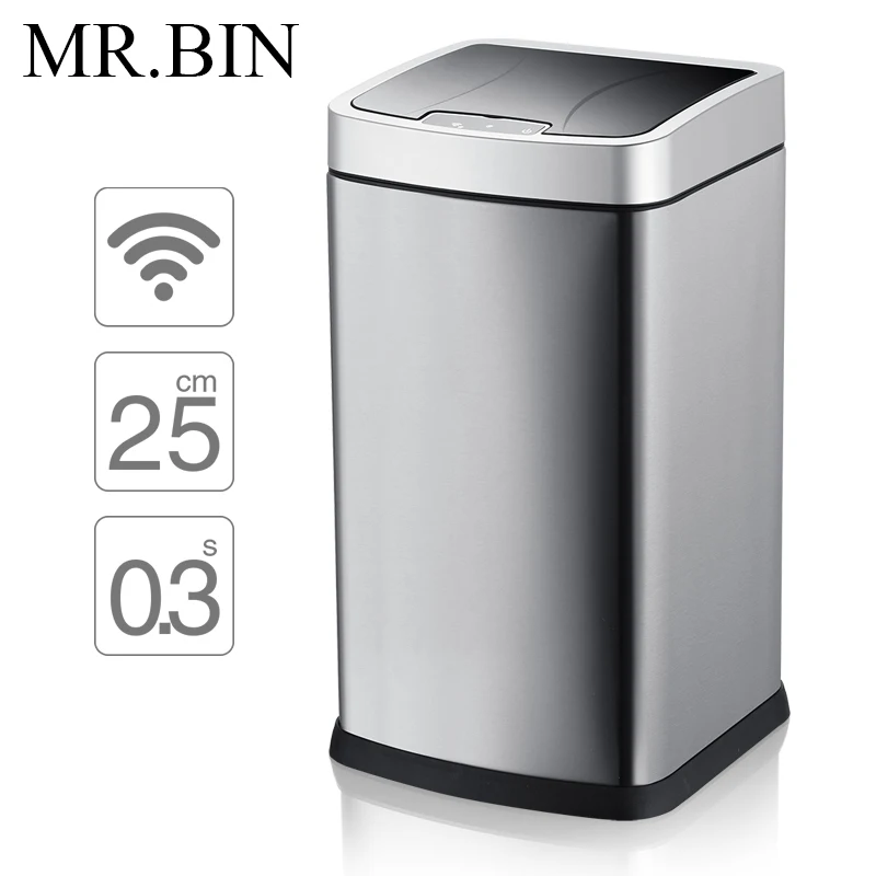 MR.BIN Smart Sensor Trash Can Square Automatic Waste Bin Stainless