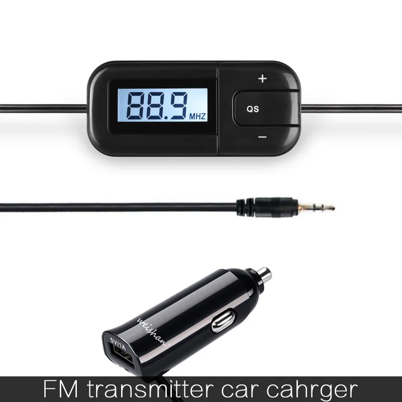 Настоящий автомобильный fm модулятор WEISHAN 12 в 24 передатчик 3 5 мм стерео телефон mp3