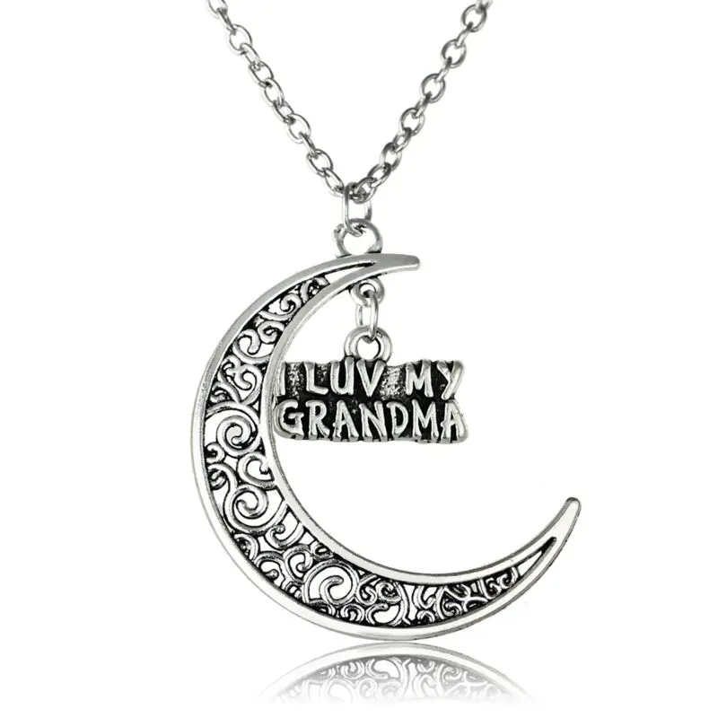 I Love My Grandma Moon Pendant Necklace Women Jewelry Family Souvenirs
