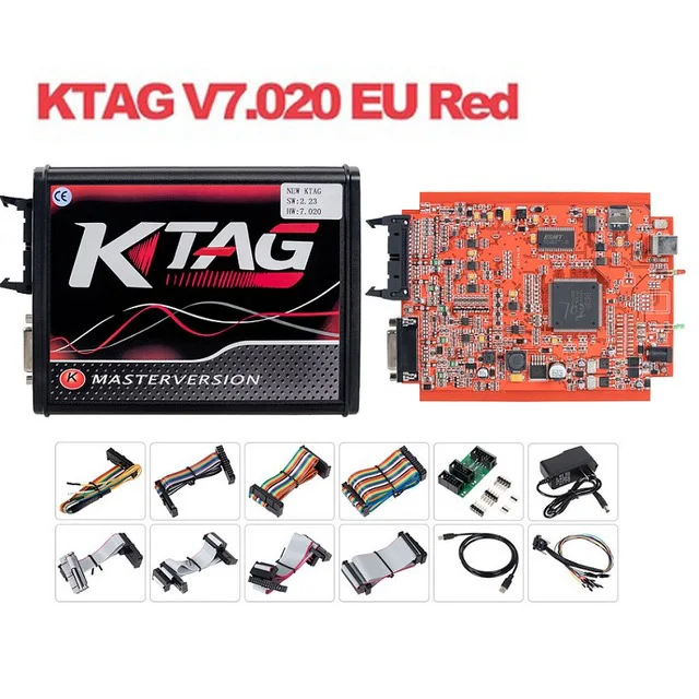 5 шт. KESS V2 V5.017 онлайн V2.47 ЕС красный OBD2 менеджер Тюнинг Комплект KTAG V7.020 4 светодиодный мастер-версия K-tag V2.25 BDM ECU программист - Цвет: Ktag EU red 4 LED