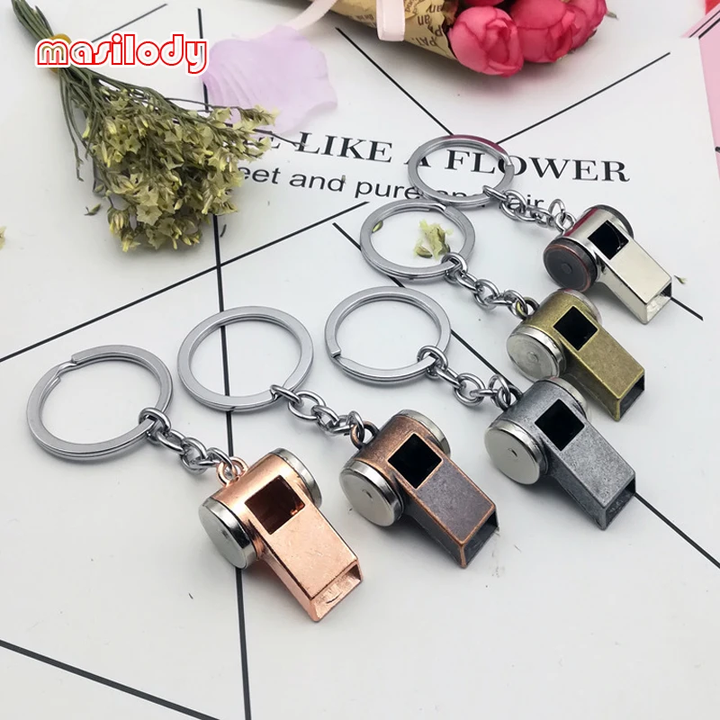 100pcs/Lot Metal whistle Keychain cute gifts for festival classic pipe Key Chain Car Rings Handbag Keychains | Украшения и