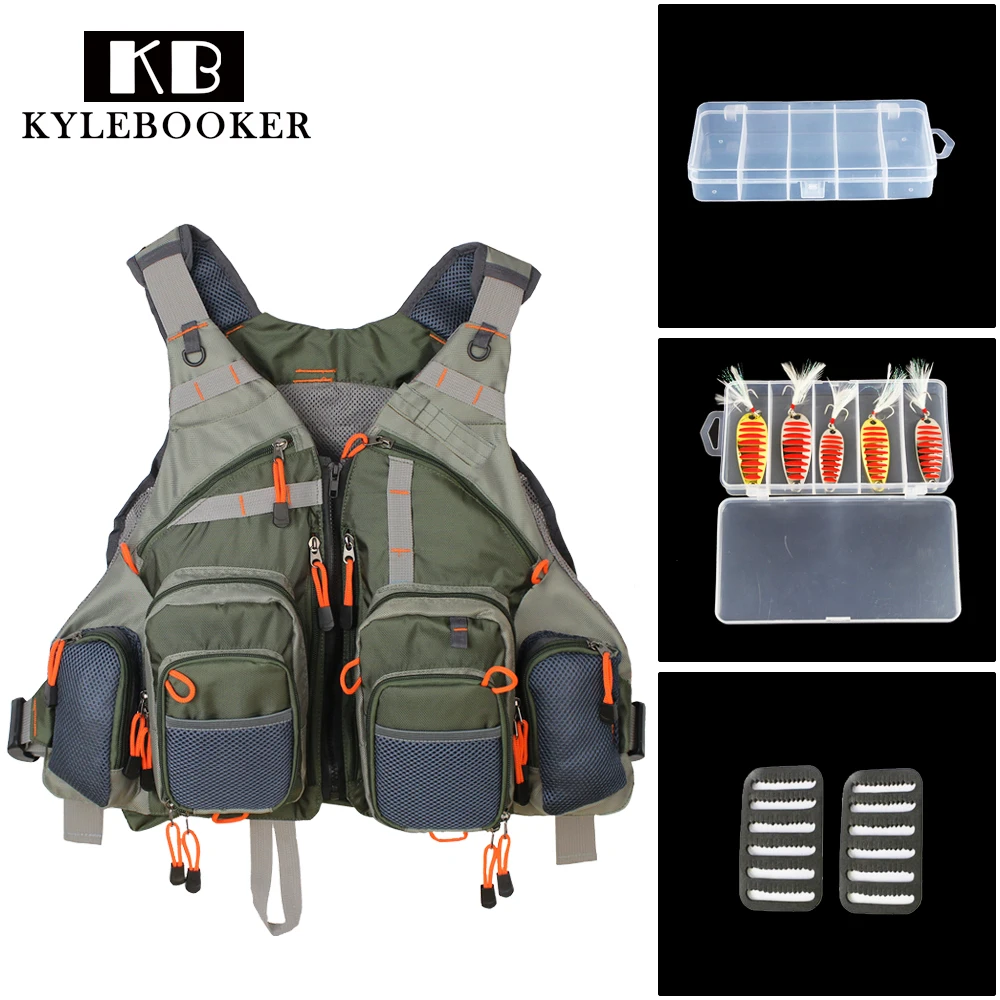 

Multi Function Fishing bag Adjustable Mesh Vest Outdoor Fly Fishing Vest With fishing Tackle baits Box and Spoon Lure kits