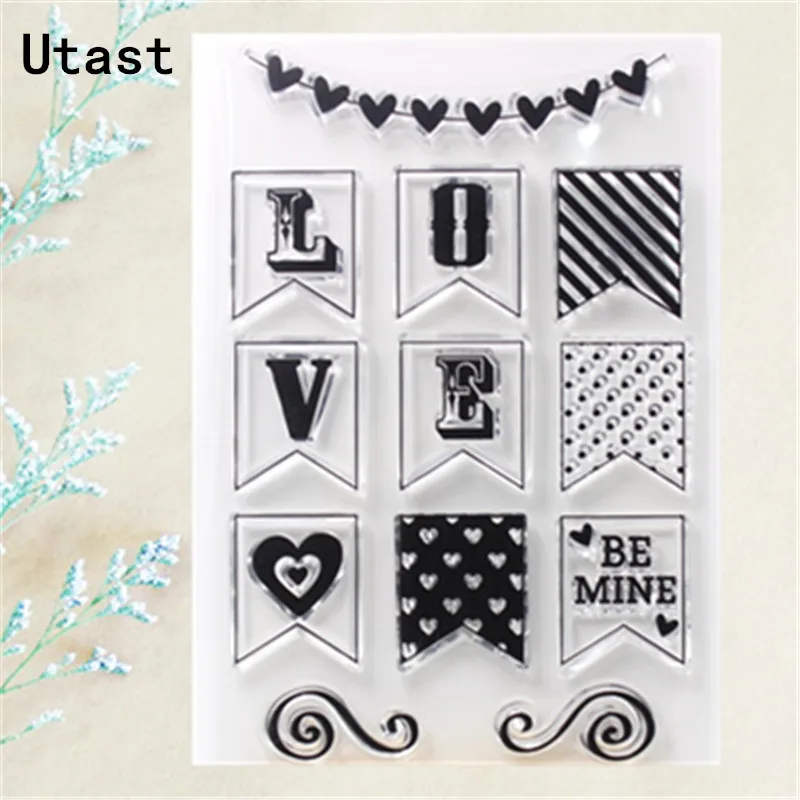

Love Banner Flag Clear Silicone Stamps /Transparent Rubber Stamp for DIY Scrapbooking /Photo Album Decorative Craft Making
